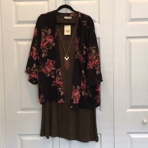 Three-piece dress/jacket/necklace that